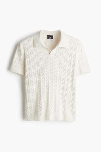 Regular-Fit Cable-Knit Polo Shirt