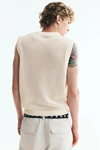 Regular-Fit Open-Knit Sweater Vest