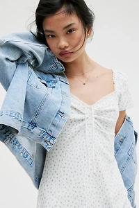 Lace-Trimmed Dress with Flared Skirt