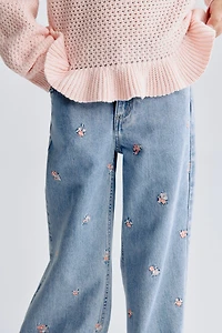 Wide-Leg Jeans with Motif Details