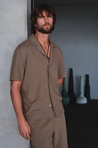 Chemise classique en jersey avec col cubain