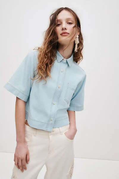 Chemise à manches courtes en denim