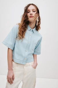 Chemise à manches courtes en denim