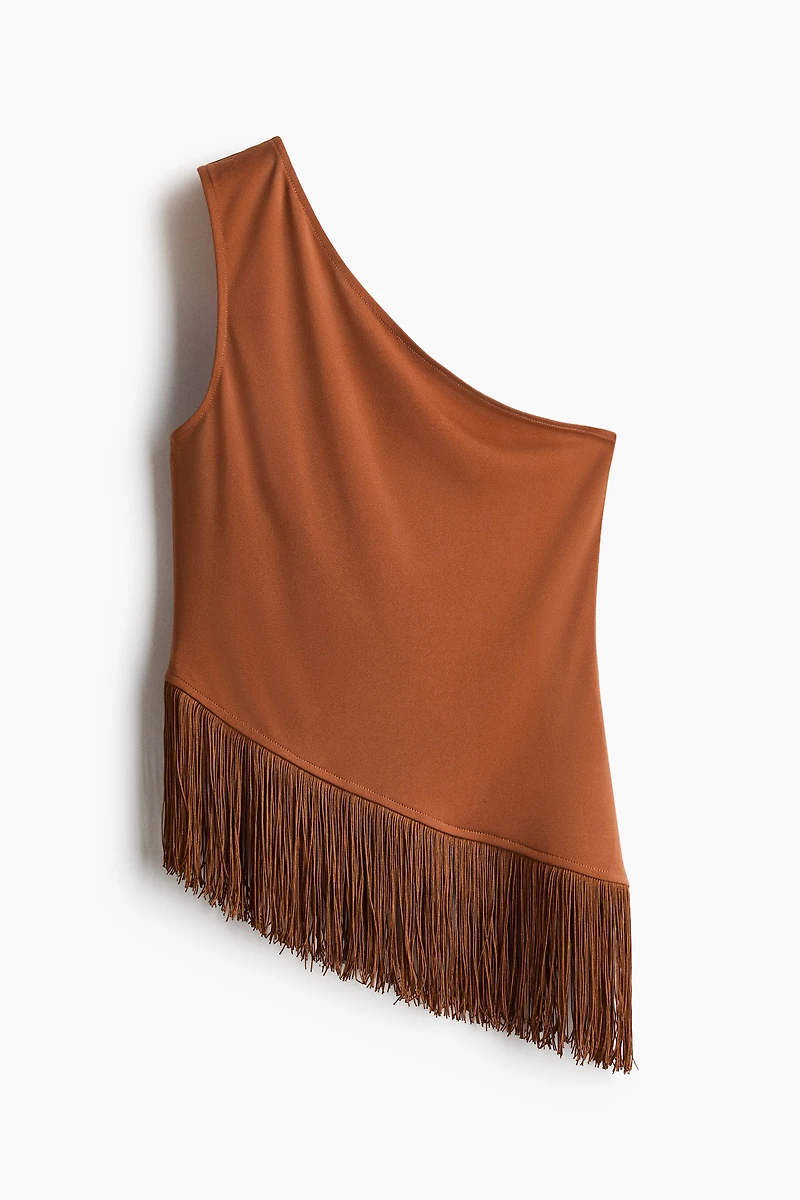 One-Shoulder Top with Fringe