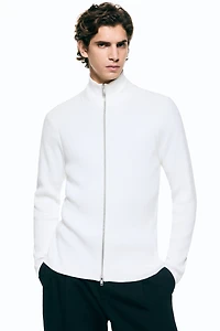 Slim-Fit Rib-Knit Cardigan