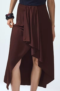 Draped-Panel Asymmetric Skirt
