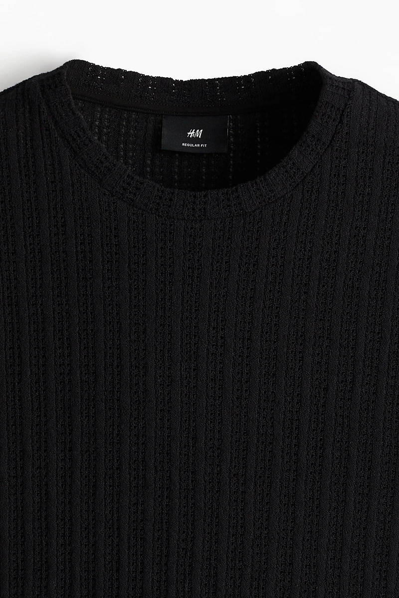 Regular Fit Crochet-Look T-Shirt