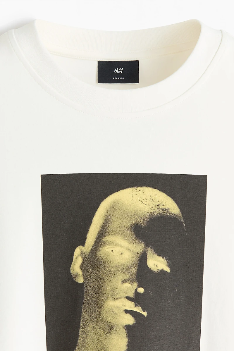 Boxy Relaxed-Fit Printed Cotton T-Shirt