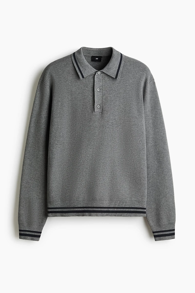 Relaxed-Fit Long-Sleeved Polo Shirt