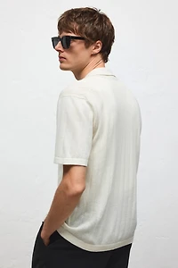 Chemise coupe classique lin mélangé à col cubain