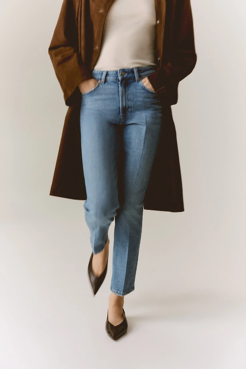 High-Rise Slim Straight Ankle Jeans