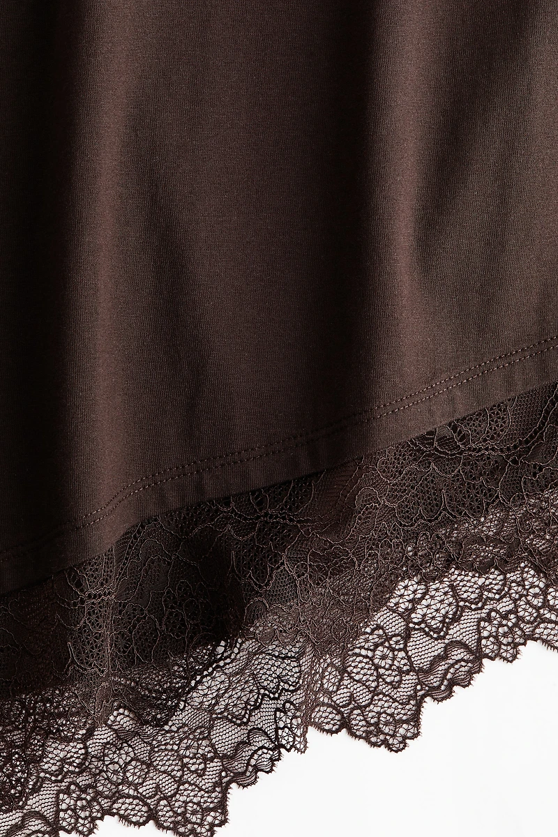 Asymmetric Lace-Trimmed T-Shirt