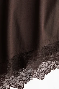 Asymmetric Lace-Trimmed T-Shirt