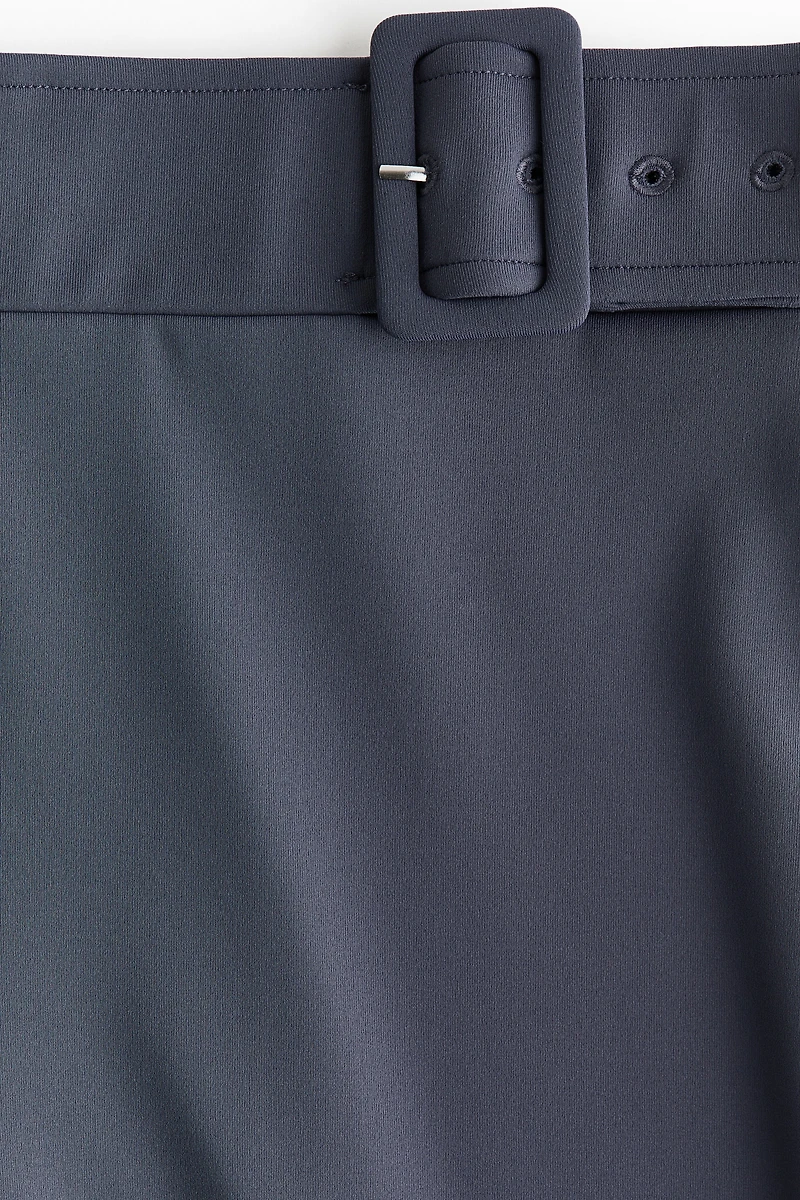 Belt-Detail Nylon Pants