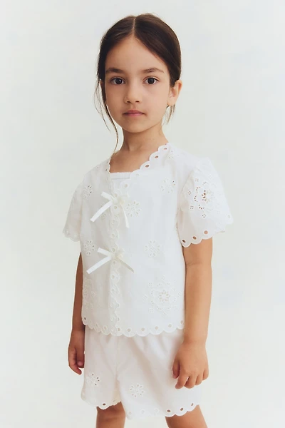 Ensemble 2 pièces en coton avec broderie anglaise