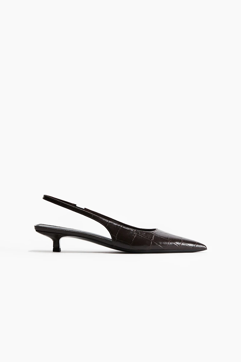 Kitten-Heeled Pointed Slingbacks