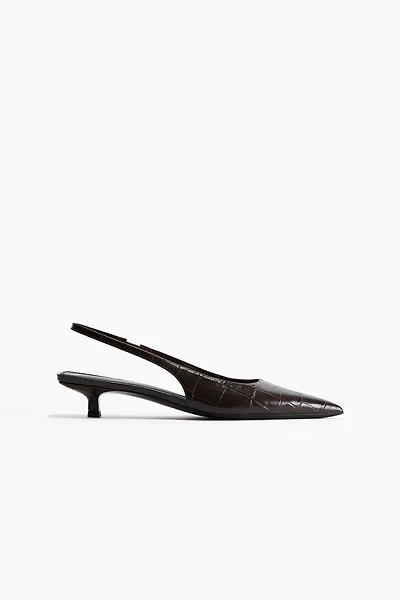 Kitten-Heeled Pointed Slingbacks
