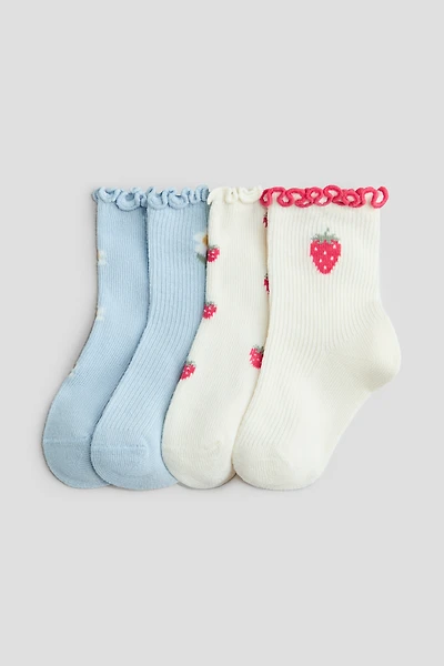 4-Pack Socks with Overlocked Trim