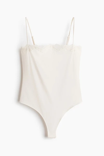 Lace-Trimmed Strappy Bodysuit