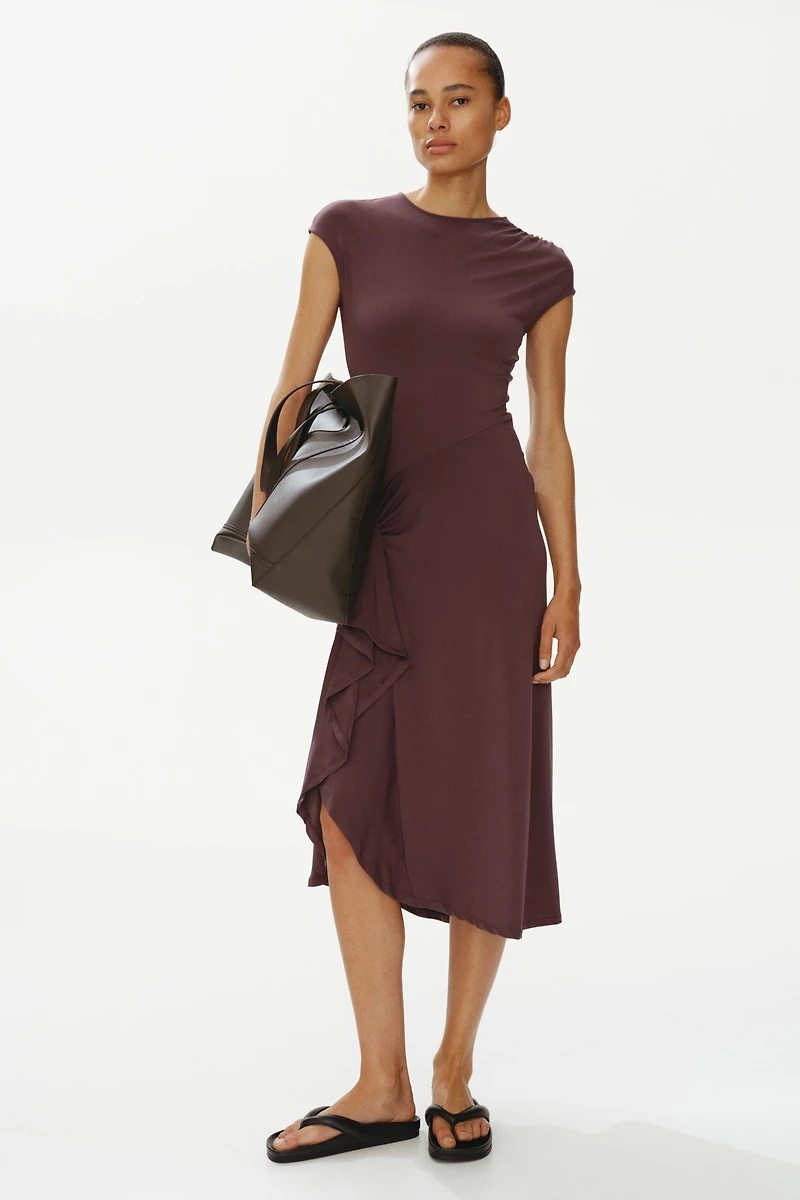Draped-Panel Jersey Dress