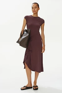 Draped-Panel Jersey Dress