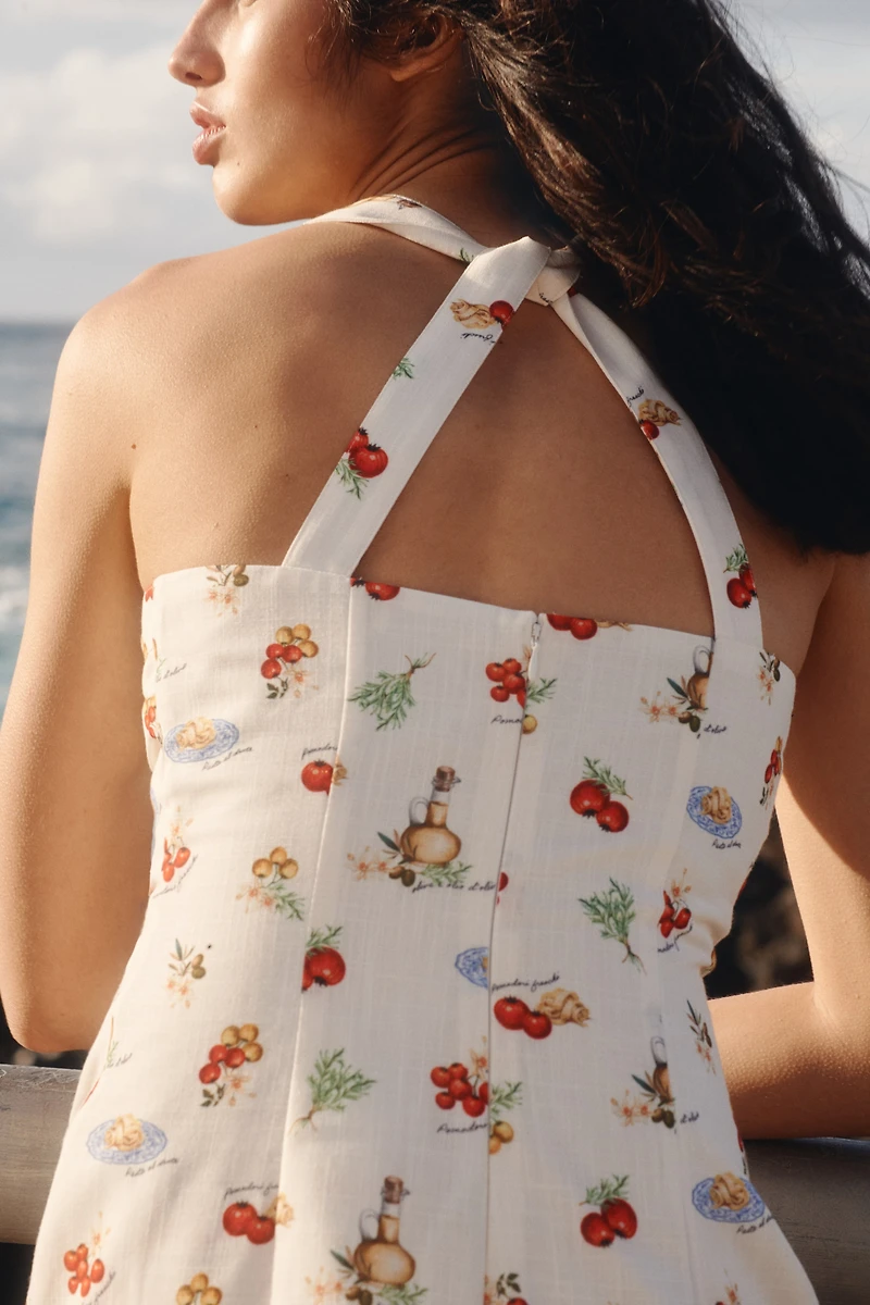 Twist-Detail Printed Dress