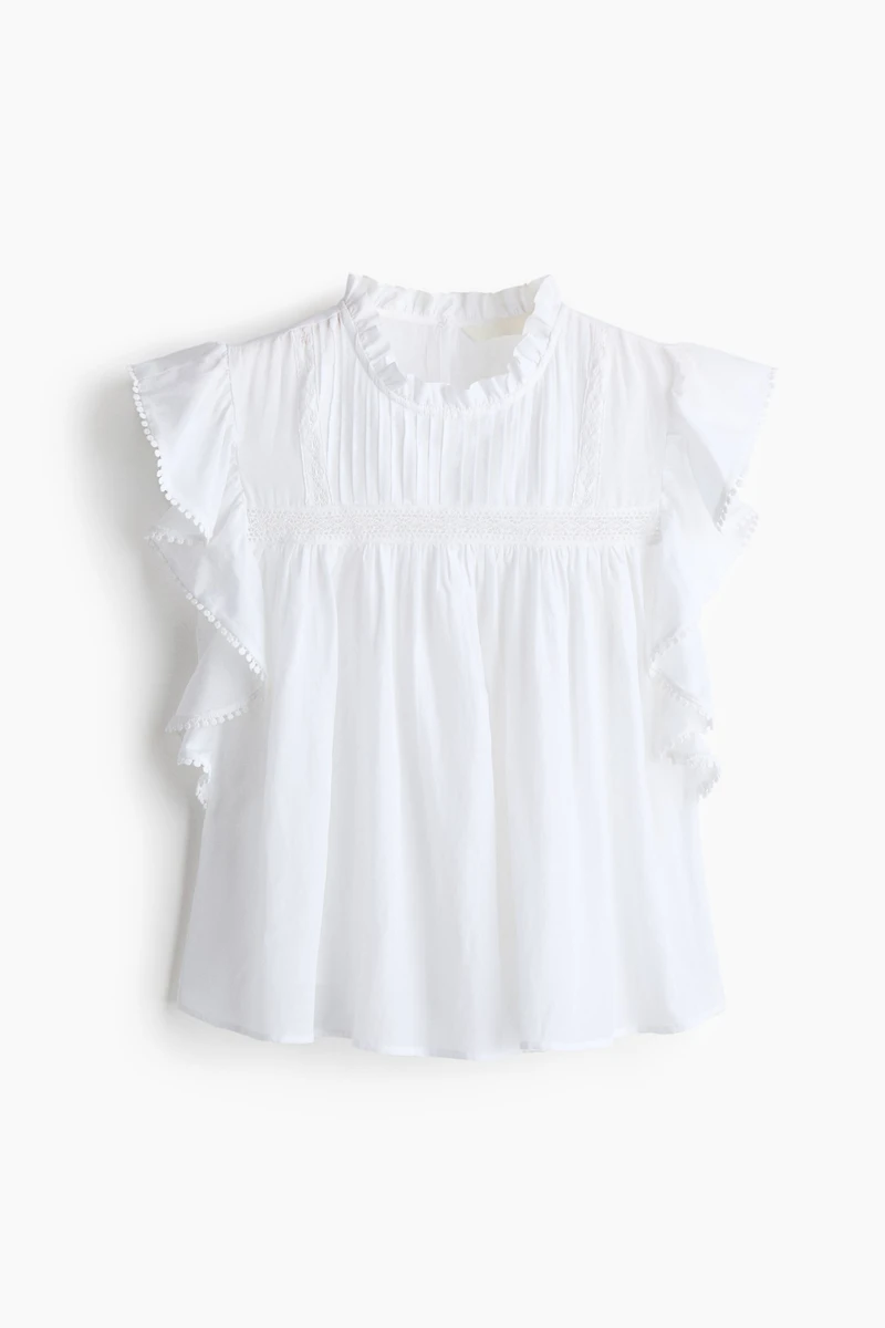 Frill-trimmed blouse