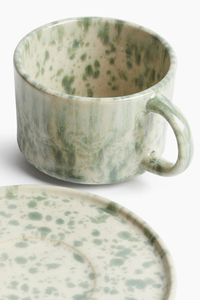Reactive-Glaze Mug and Saucer