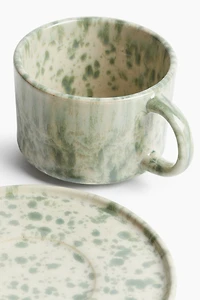 Reactive-Glaze Mug and Saucer