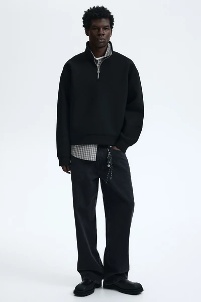 Loose-Fit Half-Zip Scuba Sweatshirt