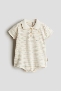 Pointelle-knit romper suit