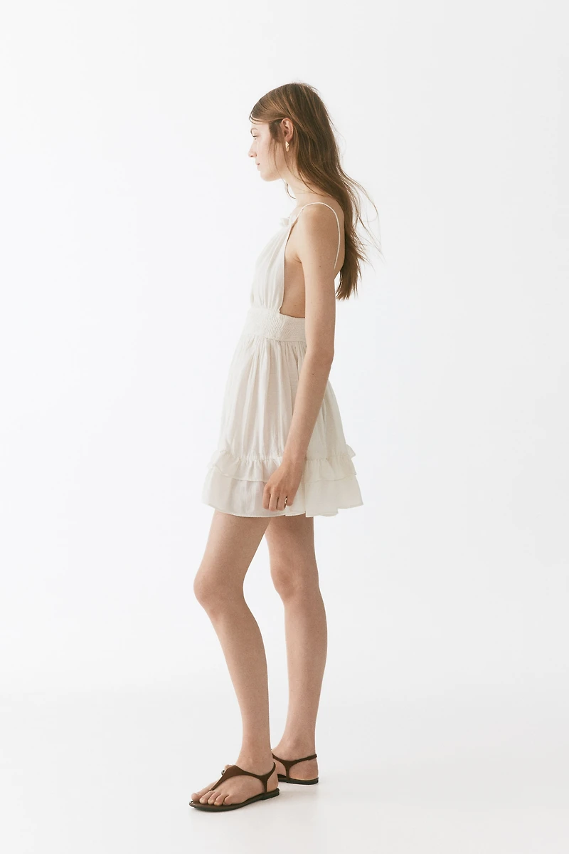Linen-Blend Dress with a Flared Skirt
