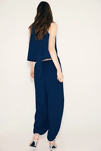 Crinkled Balloon-Leg Pants