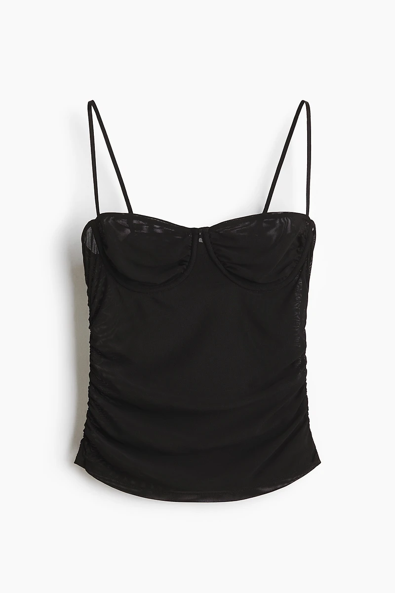 Ruched Mesh Top