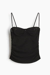 Ruched Mesh Top