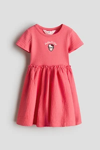Embroidered-Motif Dress with Muslin Skirt
