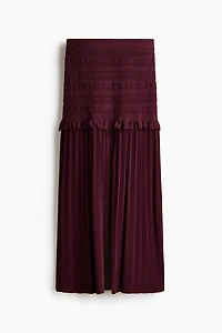 Pleated Pointelle-Knit Skirt
