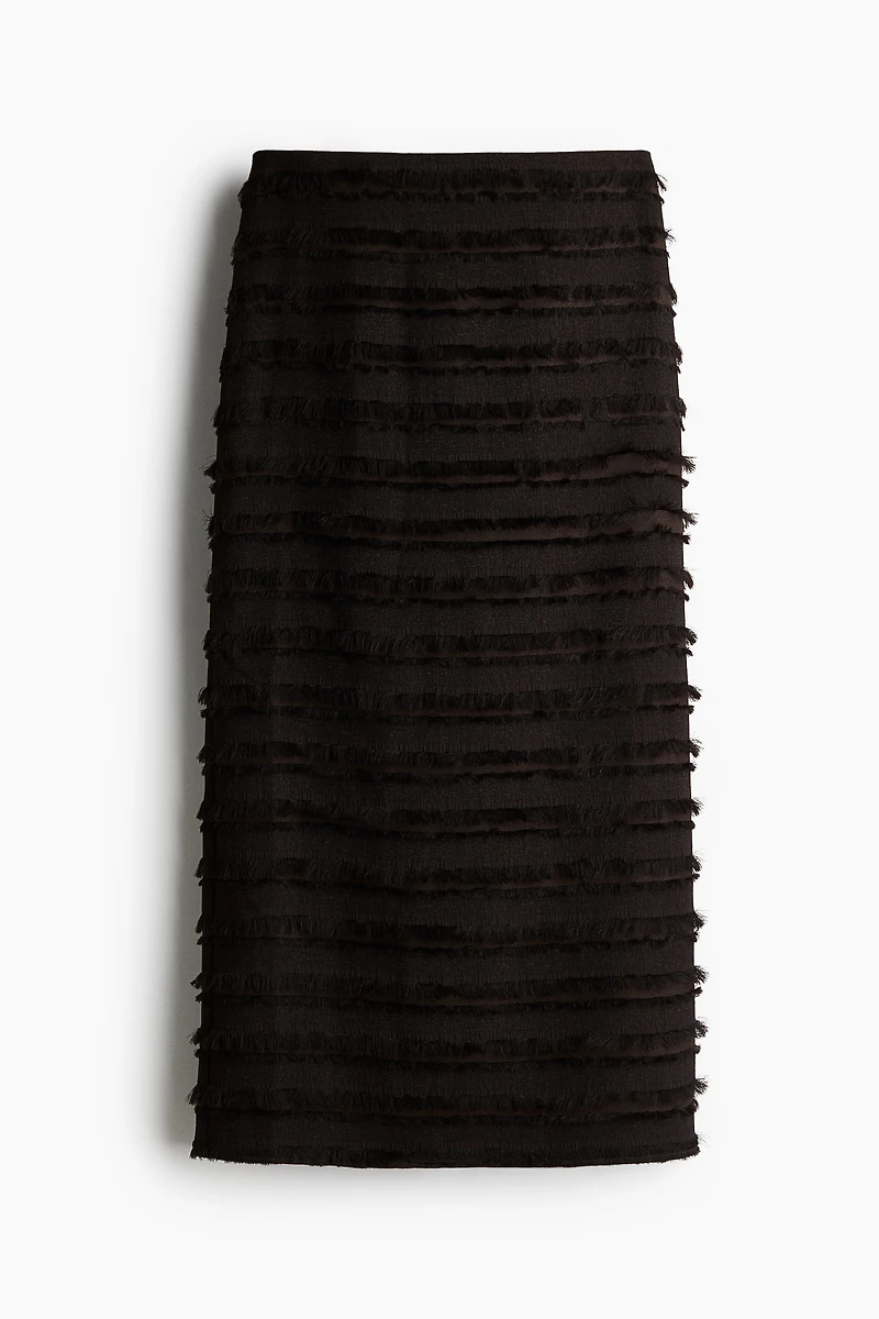 Fringe-Trimmed Midi Skirt