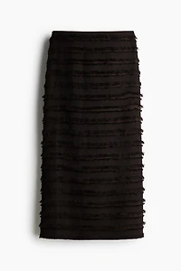 Fringe-Trimmed Midi Skirt