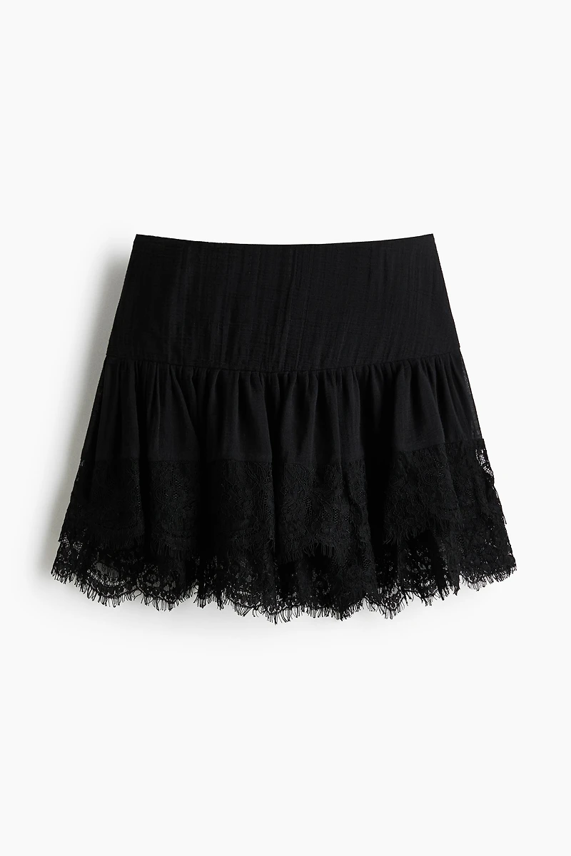 Lace-Trimmed Mini Skirt