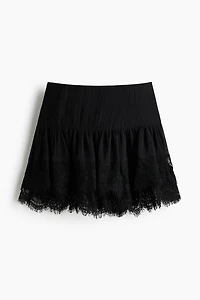 Lace-Trimmed Mini Skirt