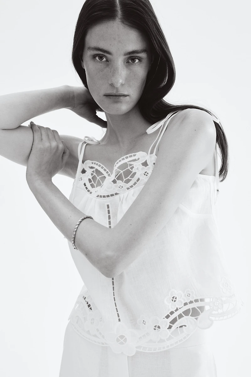 Linen tie-strap top
