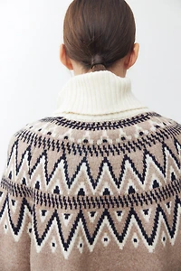 Chandail à col roulé en tricot jacquard