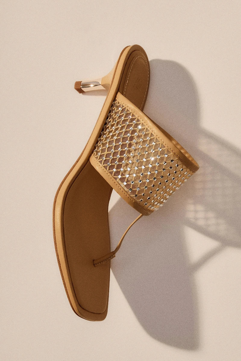 Embellished Kitten-Heeled Sandals