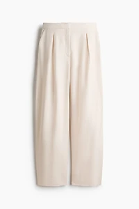 Linen-Blend Barrel-Leg Pants