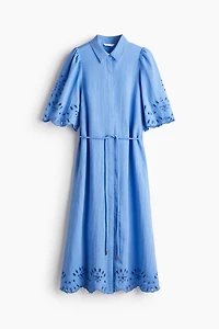 Shirt Dress with Eyelet Embroidery