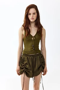 Pointelle-Knit Tie-Detail Top