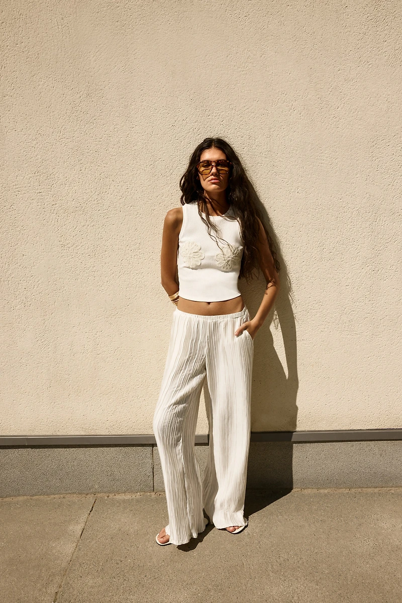 Pantalon froissé avec taille élastique