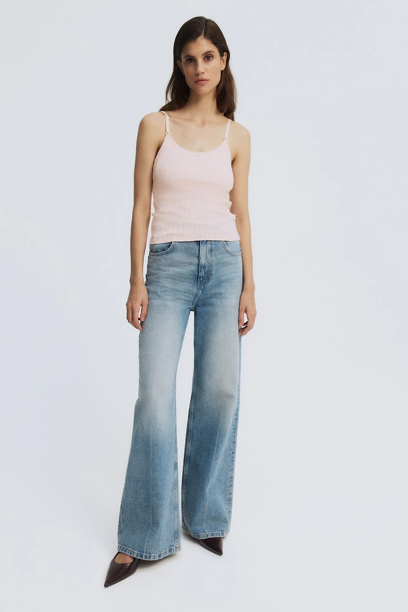 MAMA Pointelle Nursing Strappy Top