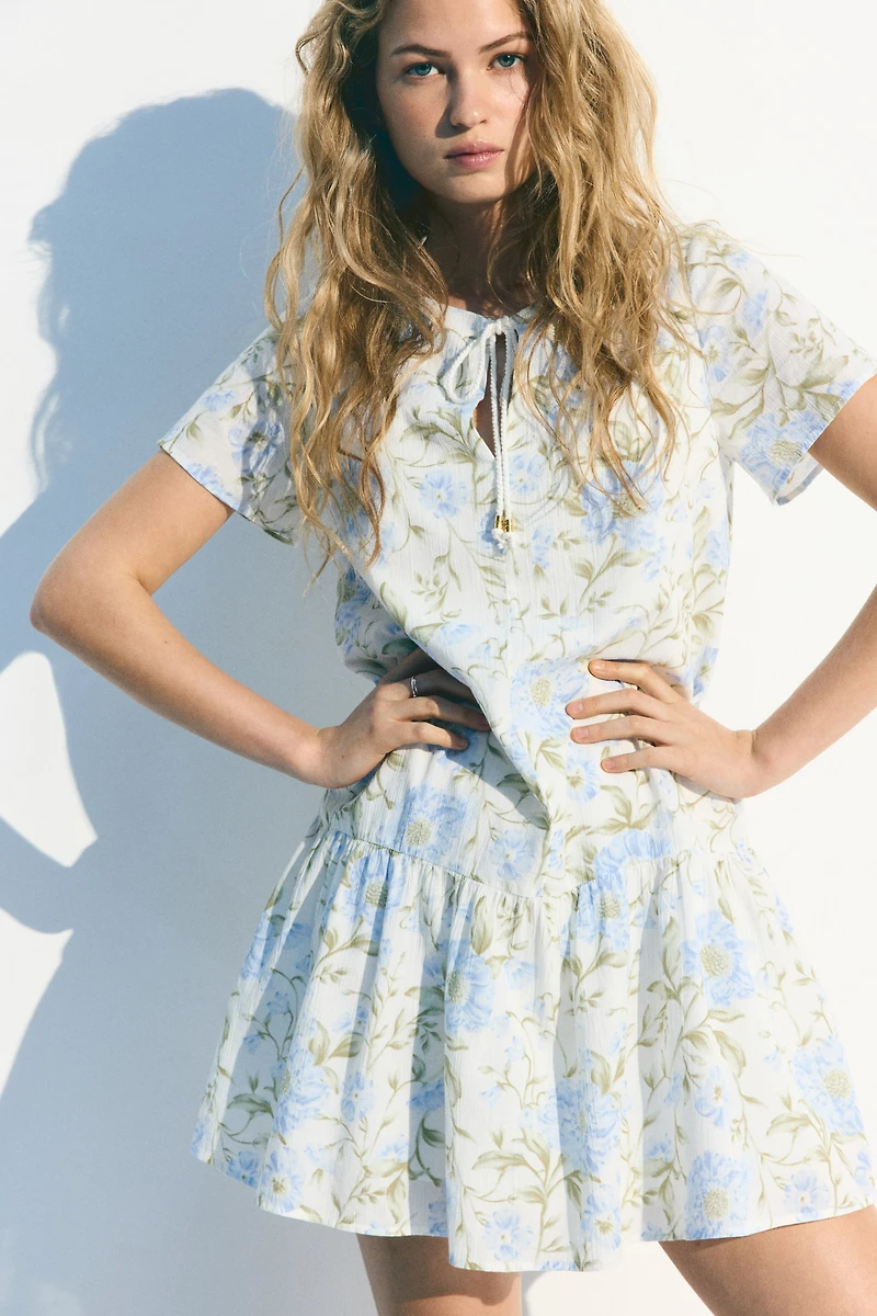 Flared-Hem Cotton Dress